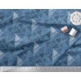 thumbnail image 2 of Soimoi Blue Japan Crepe Satin Fabric Facets Triangle Geometric Print Sewing Fabric BTY 44 Inch Wide, 2 of 3