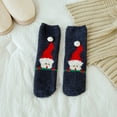 thumbnail image 2 of Fesfesfes Clearance Women's Socks Girls Christmas Cute Coloer Stripe Santa Claus Print Thicken Coral Fleece Keep Warm Socks Sox, 2 of 3