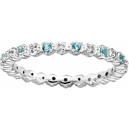 Sterling Silver Stackable Expressions Blue Topaz & Diamond Ring
