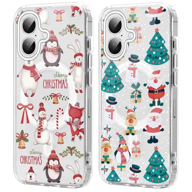 Funda magnética transparente navideña Yomjew para iPhone 16 Plus de 6.7 pulgadas