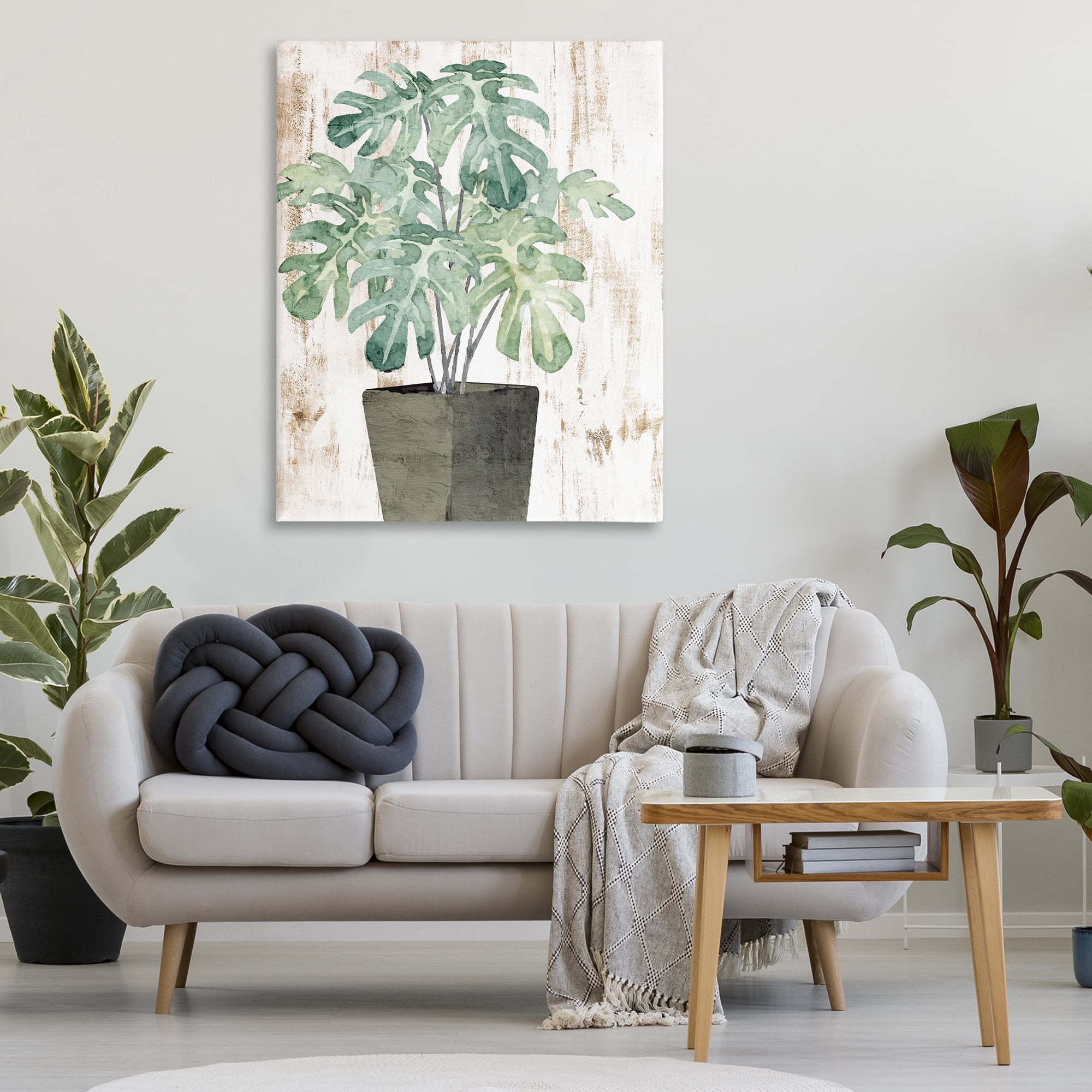 Stupell Industries Flower Pot Greenery Botanical & Floral Painting Gallery Wrapped Canvas Art Print Wall Art, 36 x 48