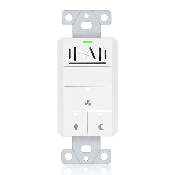 Akicon Smart Humidity Sensor Fan & Light Switch, LED Night Light, Timer, Auto Moisture Control for Bathroom Exhaust Fan, UL Listed, White