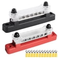 thumbnail image 1 of Scienceny Paquete de 2 barras de autobús de 6 vías AC 300V 130A para coche y barco con cubierta de acero inoxidable M4, accesorios de bloque de Bombillas para automóviles, 1 of 6
