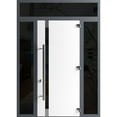thumbnail image 2 of Front Exterior Prehung Steel Door / Ronex 1011 Grey / 2 Side and Top Exterior Window Sidelite / Stainless Inserts Entry Metal Modern Painted W14+36+14x96+16 Left-hand, 2 of 5