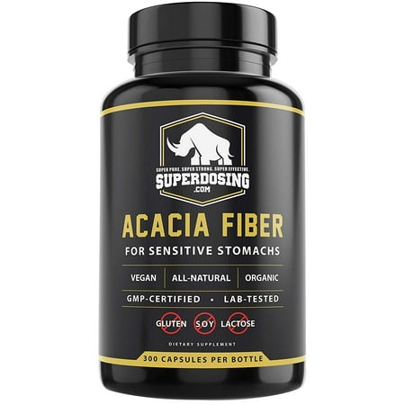 IBS Friendly, Organic Acacia Senegal Fiber Capsules 300 Pack. Natural Soluble Fiber Supplement Pill Promotes Gut Health. Vegan Prebiotic Ideal for Sensitive Stomachs. Stop Diarrhea and (Best Way To Deal With Constipation)