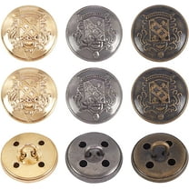 18pcs Metal Blazer Button Set Crown Vintage Shank Buttons 14.5mm for Blazer Suits Coat Uniform and Jacket - Antique Golden