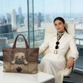 thumbnail image 3 of ZUXONGSY Leather Pug Paw Print Print Tote Handbag for Women Lightweight Handle Handbag Casual Satchel Handbags with Zipper for Excursions Shopping, 3 of 6