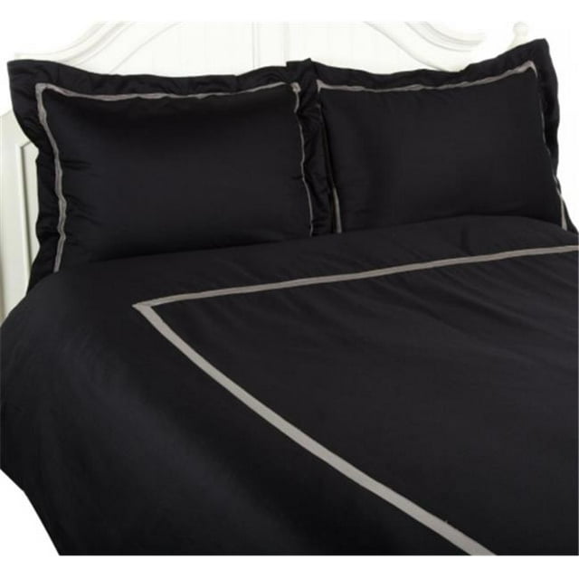 Collection d'Hôtel 300 Thread Count Housse de Couette en Coton Set Full/Queen-Black/Grey