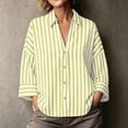 thumbnail image 2 of AnuYalue Striped Shirt for Womens 3/4 Sleeve Casual Boyfriend Blouse Tops Loose Fit Lapel Collar Dressy Work Shirts, 2 of 8