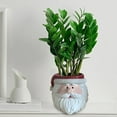 thumbnail image 2 of BinKFF Santa Head Planter Fun Christmas Planter for Home Decor Christmas Cute Snowman Resin Flowerpot with Red and Black Hat Design a Tabletop Small Potted Plant Container, 2 of 4