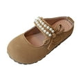 thumbnail image 6 of Mepaouo Kids Suede Clogs Toddlers Boys Girls Pearl Dress Shoes Slip on Mules Flat Mary Jane Khaki 13, 6 of 7
