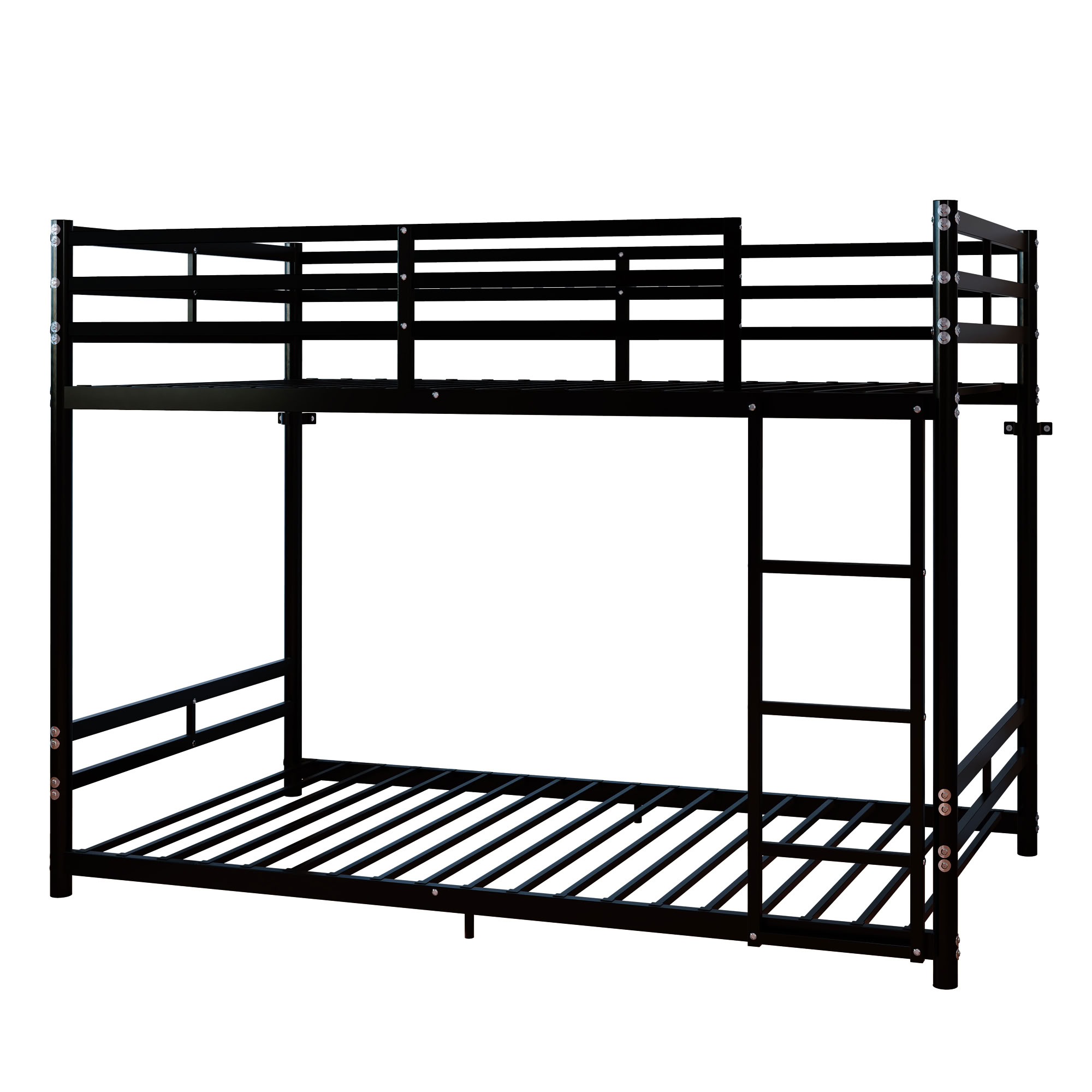 MAYEERTY Twin Over Twin Metal Bunk Bed with Guardrail and Ladder, Heavy Duty Storage Bed Frame for Kids Room