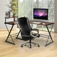 thumbnail image 3 of Giantex L-Shaped Computer Corner Desk, Multipurpose PC Workstation, Gaming Computer Desk for Home Office, Walnut, 3 of 8