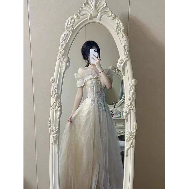 Vestido de noche para banquetes Vestido elegante de un solo hombro para mujer para año nuevo Vestido elegante de hada para anfitrión de reuniones anuales Vestido de cumpleaños elegante
