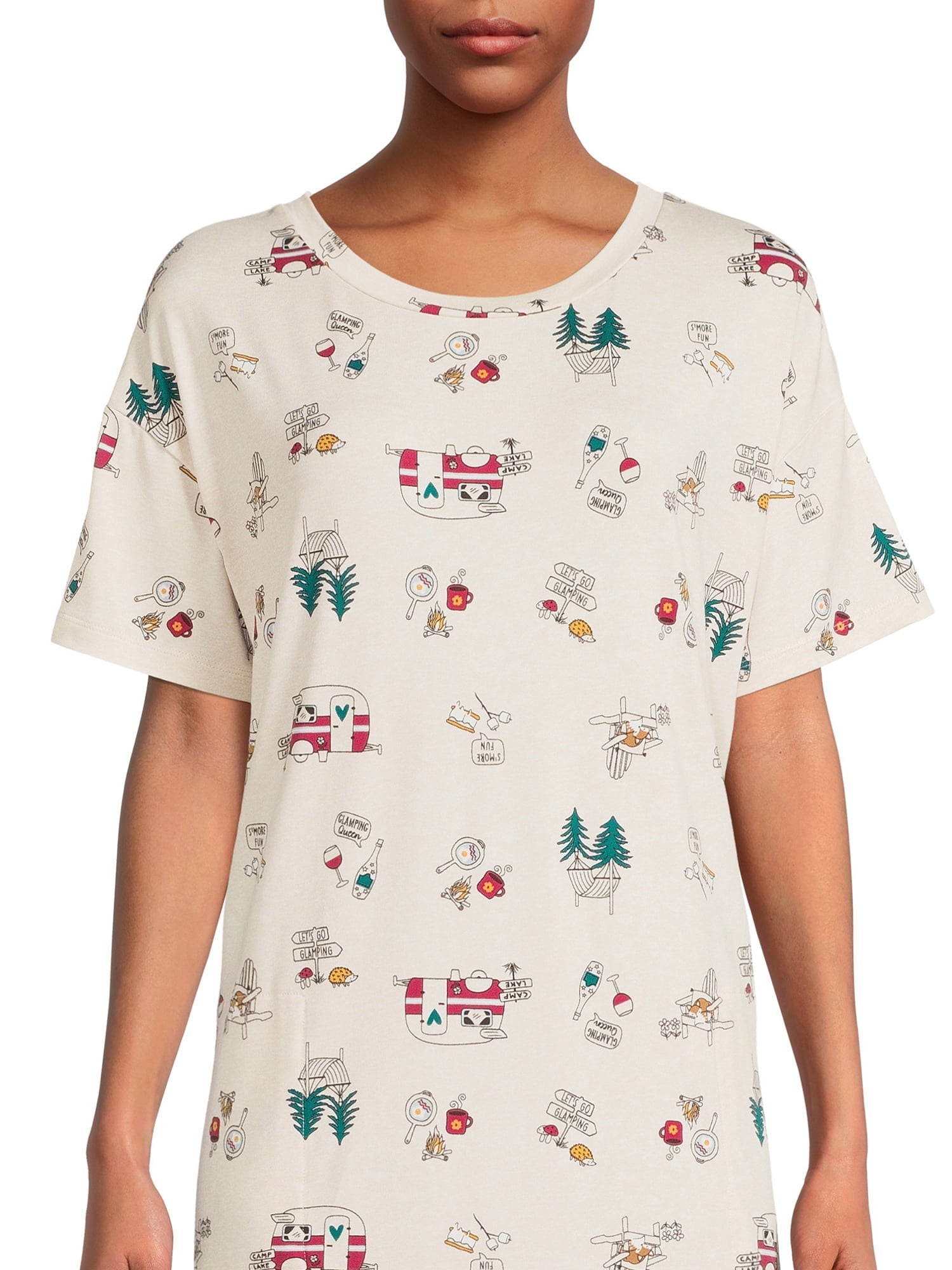 Secret Treasures Women's and Women's Plus Short Sleeve Sleep Shirt, 2-pack