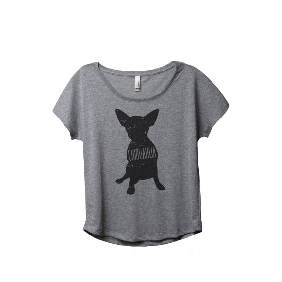 Thread Tank Chihuahua Dog Silhouette Women's Relaxed Slouchy Dolman T-Shirt Tee Heather Grey Small