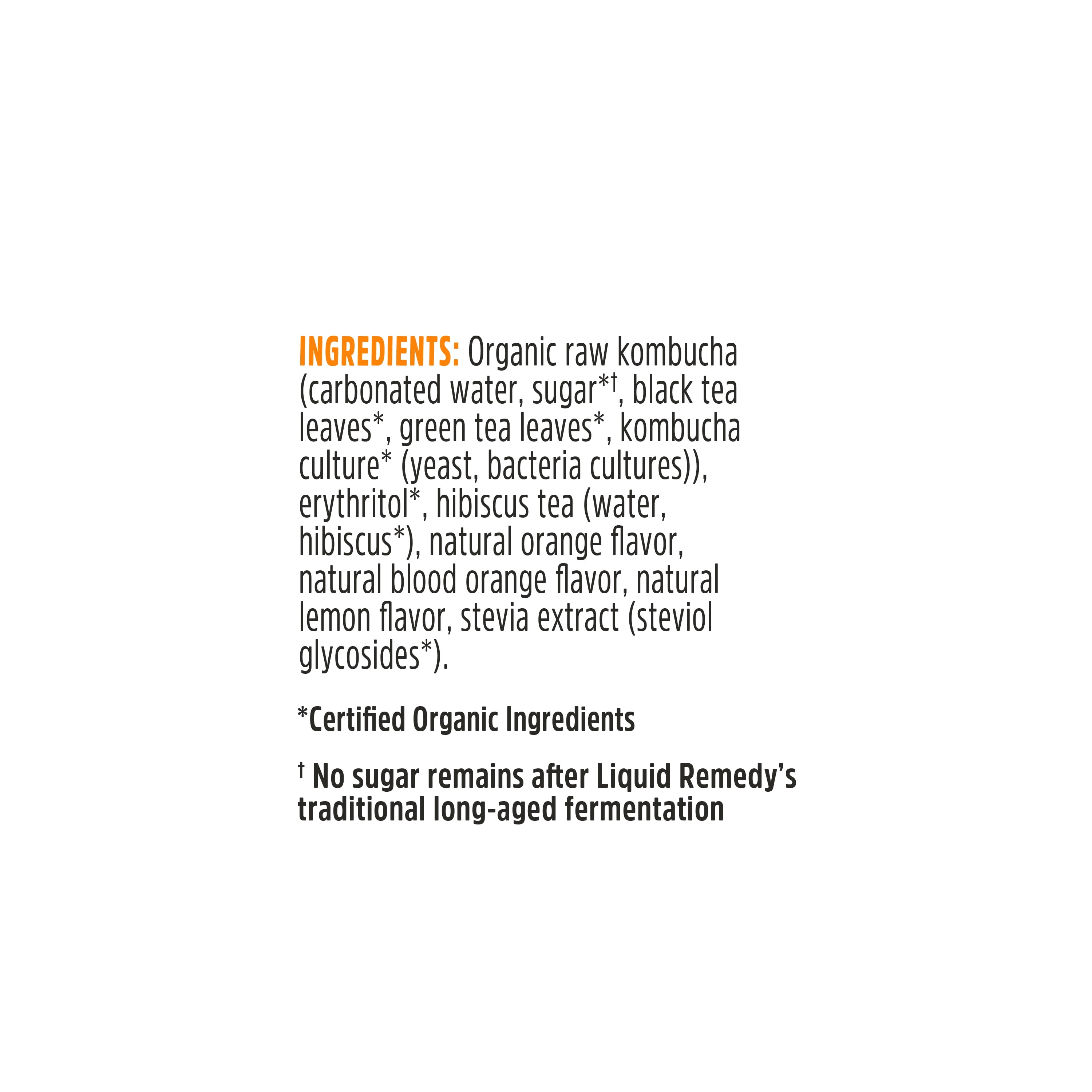 Liquid Remedy Kombucha Orange Splash Low Calorie Sugar Free, 12 Pk, 12 oz Cans
