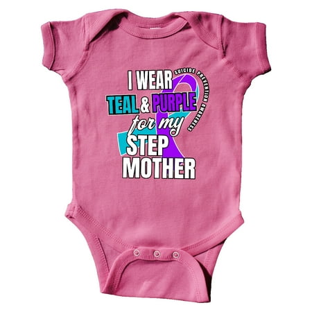 

Inktastic Suicide Prevention I Wear Teal and Purple For My Step Mother Gift Baby Boy or Baby Girl Bodysuit