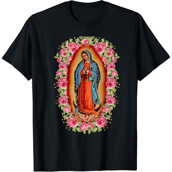 Our Lady Virgen De Guadalupe Virgin Mary T-Shirt Black Small