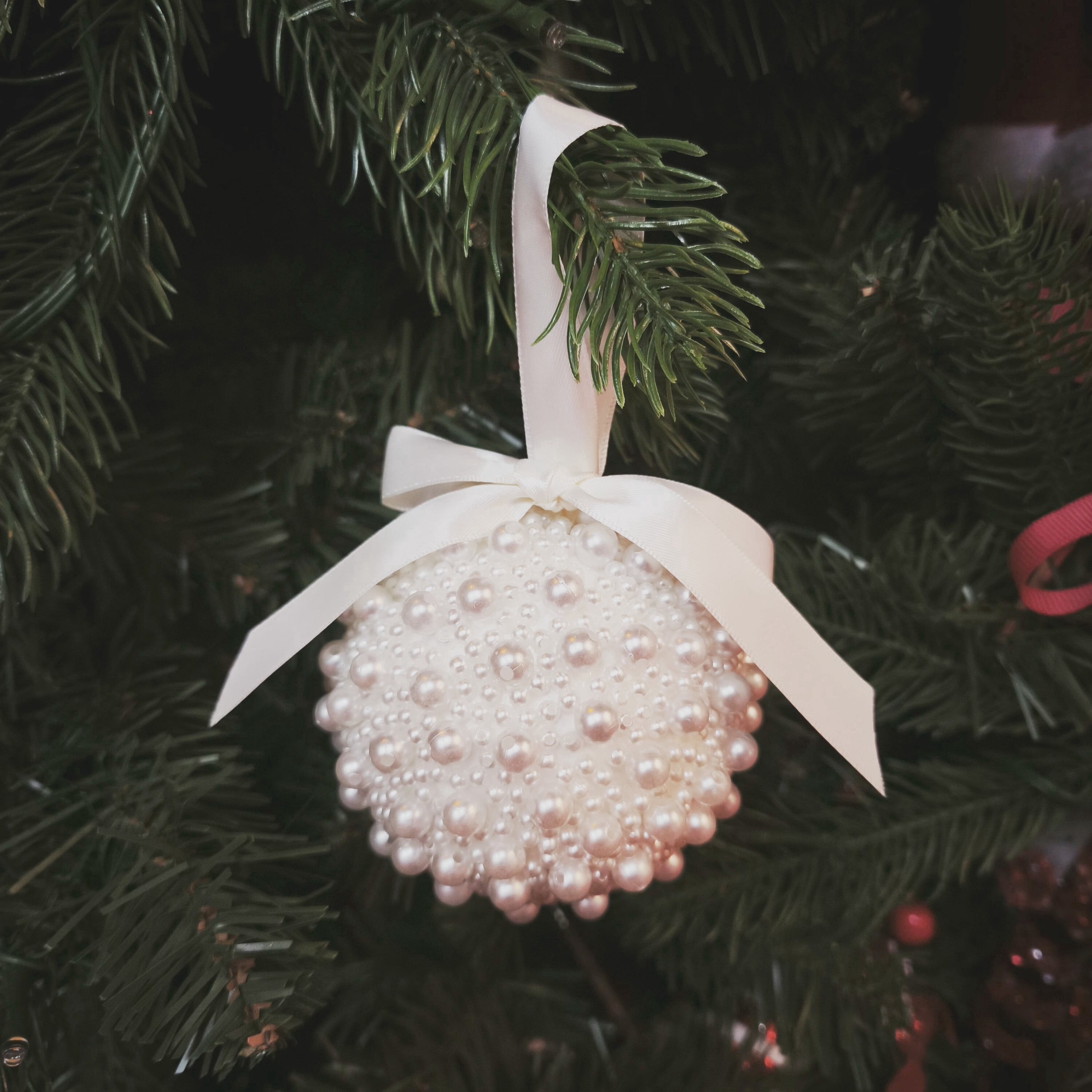 Cream Pearl Ball Christmas Ornament, 3.8", by Holiday Time