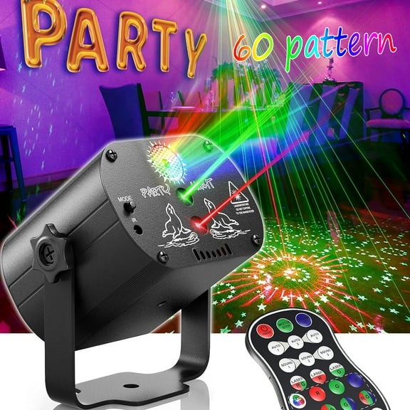 LED DJ Disco Stage Party Lights,Sound Activated Laser Light RGB Flash Strobe Projector with Remote Control for Christmas Dance Gift Birthday Wedding