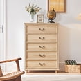 thumbnail image 3 of 5 Drawer Dresser, Wood Chest of Drawers for Bedroom, Vintage Storage Cabinet Dresser Unit with Antique Bronze Handles for Living Room, Closet,Hallway, 3 of 7