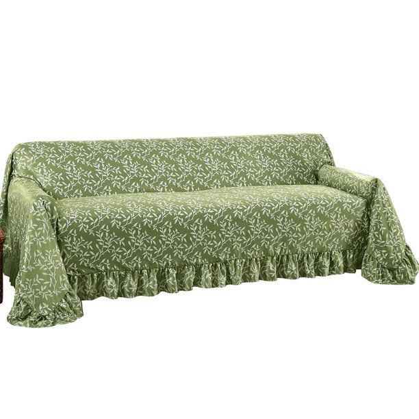 Collections Etc Leaf Design Furniture Cover with Ruffled Border, Sofa