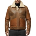 thumbnail image 5 of FLAVOR Mens Leather Bomber Jacket Warm Piolt Winter Shearling Jackets Aviator Coat (Medium, Brown), 5 of 7