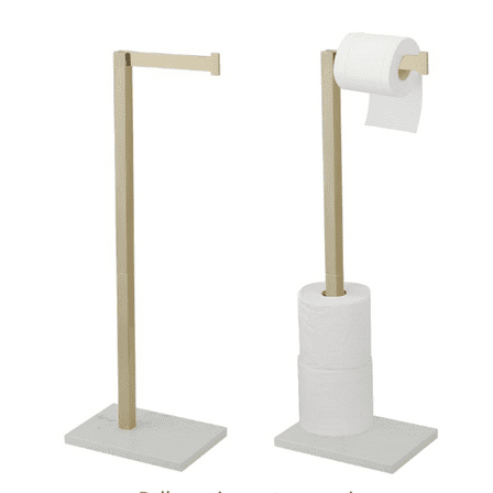 Free Standing Toilet Paper Holder Stand Bathroom Toilet Paper Holder with Storage  Stainless Steel Rustproof Tissue Roll Holder Floor Stand Brushed Gold