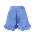 thumbnail image 5 of Shorts for Women Dressy Casual High Waist Ruffle Hem Wide Leg Short Loose Elegant Summer Vacation Shorts with Pocket Blue 2XL, 5 of 5
