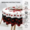 thumbnail image 6 of Valentine''s Day Tablecloth 60 Inch Round Red Rose Flower Buffalo Plaid Tablecloths Love Heart Table Cover Washable Tablecloth for Party Holiday Kitchen Dining Room Indoor Outdoor Decor, 6 of 8