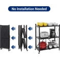 thumbnail image 4 of 3 Tier Foldable Storage Shelves with Wheels, Metal Collapsible Organization Storage Rack, No Assembly Folding Bookshelf, Rolling Storage Rack for Kitchen, Bedroom, Pantry, Garage, Display, Black, 4 of 4