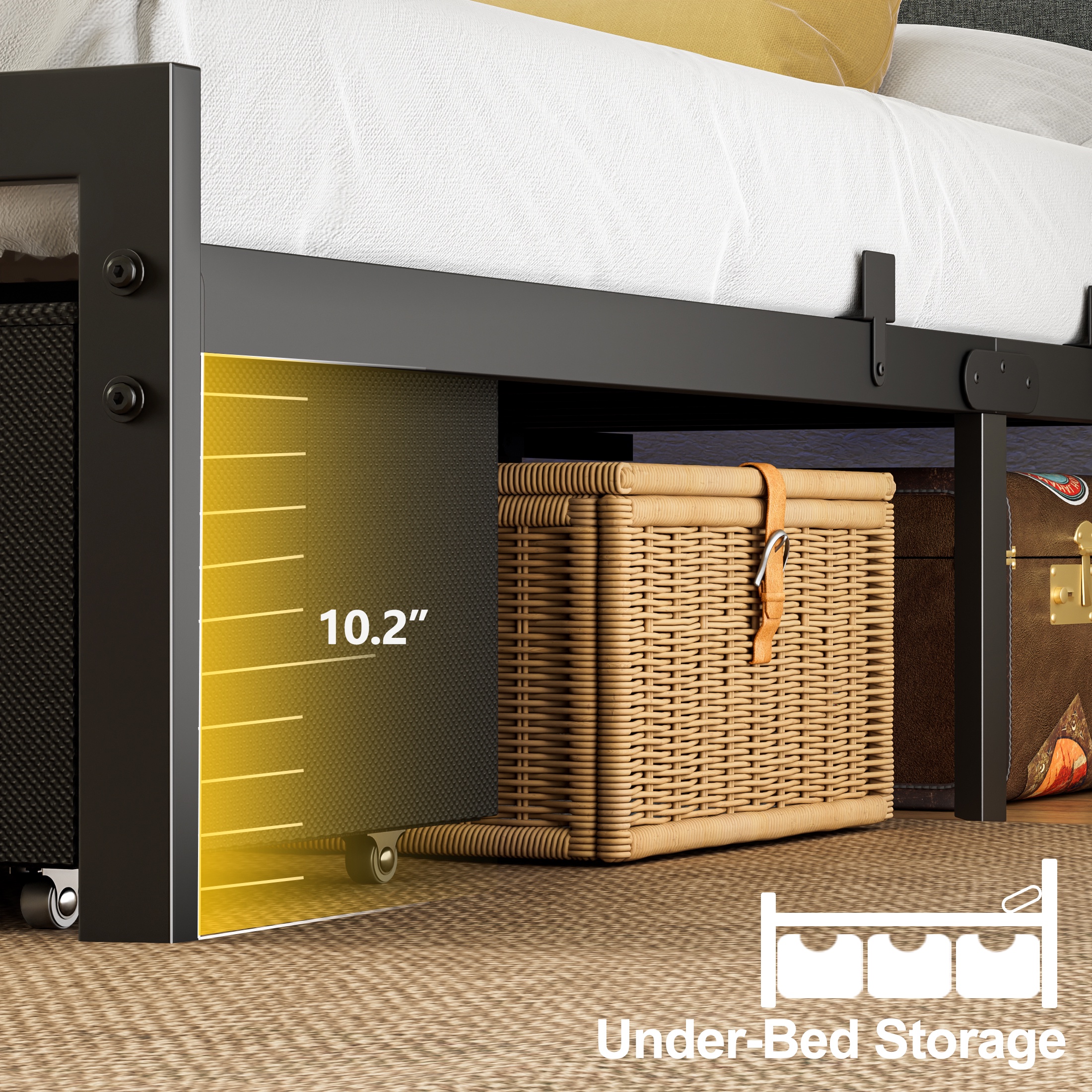 Satifur Queen Bed with Storage Drawers, LED Lights & Charging photo 6