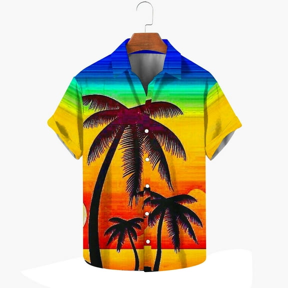 Hawaiian Shirts for Men Vintage,Men's Short Sleeve Button Down Vintage Beach Shirts,Hawaiian Casual Printed Beach Shirt Summer Regular Fit Top,Mens Floral Beach Shirts Wrinkle Free