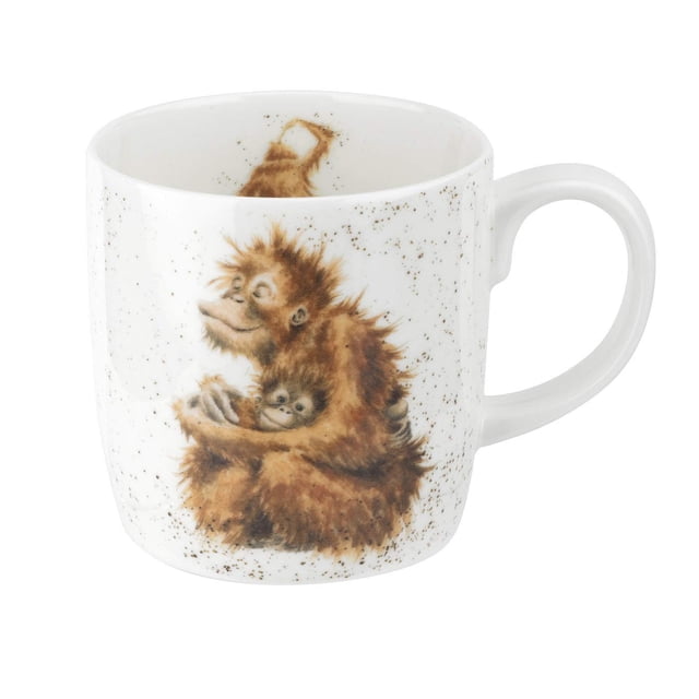 Royal Worcester Wrendale Designs Orangutangle Mug | 14 Ounce Large Coffee Mug with Orangutan Design | Made from Fine Bone China | Microwave and Dishwasher Safe