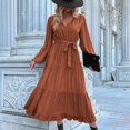 thumbnail image 2 of 2024 otoño e invierno nueva ropa europea y americana vestido de retales plisado de manga larga, 2 of 5