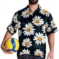 thumbnail image 4 of Daisy Men's Short Sleeve Button Down Poplin Hawaiian Shirt for Summer Beach, Casual Printed Unisex Style, 4 of 6