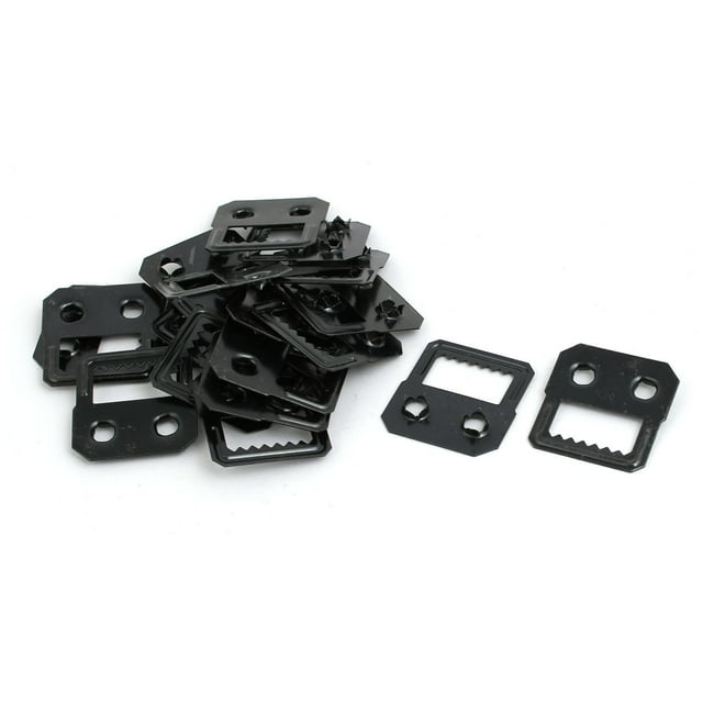 Unique Bargains Album Photo Frame Picture Metal Self Fix Sawtooth Two Holes Hanger Black 20pcs