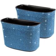eing Car Trash Can Bling Crystal Auto Storage Pockets,100% Leak Proof Car Trash Container Bin Car Garbage Bag Hanging for Backside/Gearshift/Center Console,(2 - Pack, Blue)