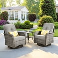 thumbnail image 6 of Ovios 3 Pieces Outdoor Patio Furniture Set High Back All Weather Wicker Conversation Set with Swivel Chairs, Dark Gray, 6 of 9