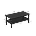 thumbnail image 2 of iooHug HomeHaven Turned Leg Two Tier Coffee Table, Wave Edge Storage Shelf Wooden Center Table for Living Room,Antique Black, 2 of 7