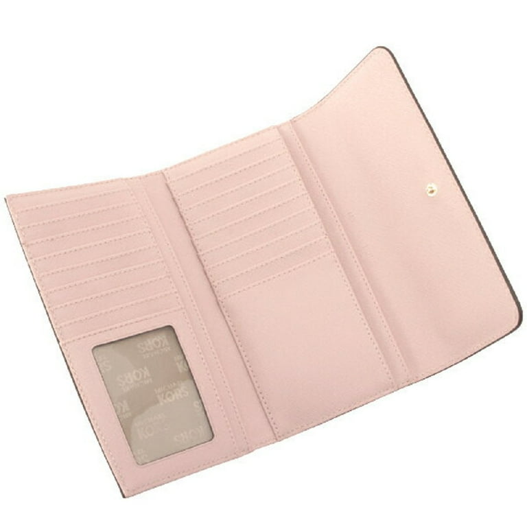 Michael Kors Jet Set Travel Large Trifold Wallet Sunset Rose Pink Saffiano