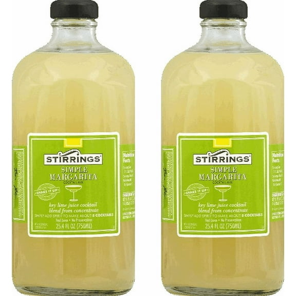Stirrings Simple Margarita Non-Alcoholic Cocktail Mix, 2-Pack 25.4 fl. oz. (750ml) Bottles