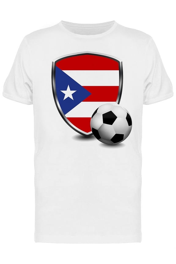 Puerto Rico Shield Soccer T-Shirt Men -Image by Shutterstock, Male XX-Large