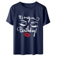 thumbnail image 4 of EGNMCR T-Shirts pour Femmes T-Shirt d'Été pour Femmes à Imprimé, Manches Courtes, Col Rond, T-Shirt Blouse à Imprimé de Lettres, 4 of 6