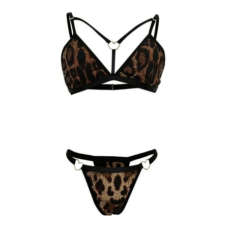 

KBKYBUYZ Sexy Women Lingerie Leopard Hollow Out Perspective Temptation Babydoll Underwear Panties Underpants Sleepwear Suit