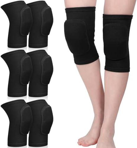 WLIKKS 3 Pairs Dance Knee Pads Women Protective Non-Slip Knee Pads for Yoga Cheerleading Pole Floor Dance Volleyball