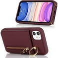 thumbnail image 4 of iPhone 11 Case for Women with Card Holder, iPhone 11 Phone Case Wallet with Strap,Crossbody Lanyard Cases with Credit Card Slots Kickstand with Ring Holder Stand Case,6.1 Inch,Burgundy, 4 of 15