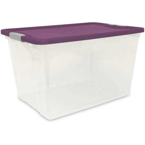 Homz Set of Six 64Quart Clear Storage Tote with LidSet of 6, Purple