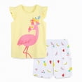 thumbnail image 5 of CAUYDY Toddler Girls Outfits Set Short Sleeve Print Tops + Shorts For 18-24 Months 2t 3t 4t 5t 6t Girls 2PCS Outfits Pajamas Children's Gift Summer Pjs Kids (Sizes 2-3 Years,H03-Yellow), 5 of 8
